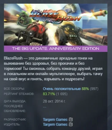 BlazeRush АВТОДОСТАВКА STEAM GIFT FOR RUSSIA