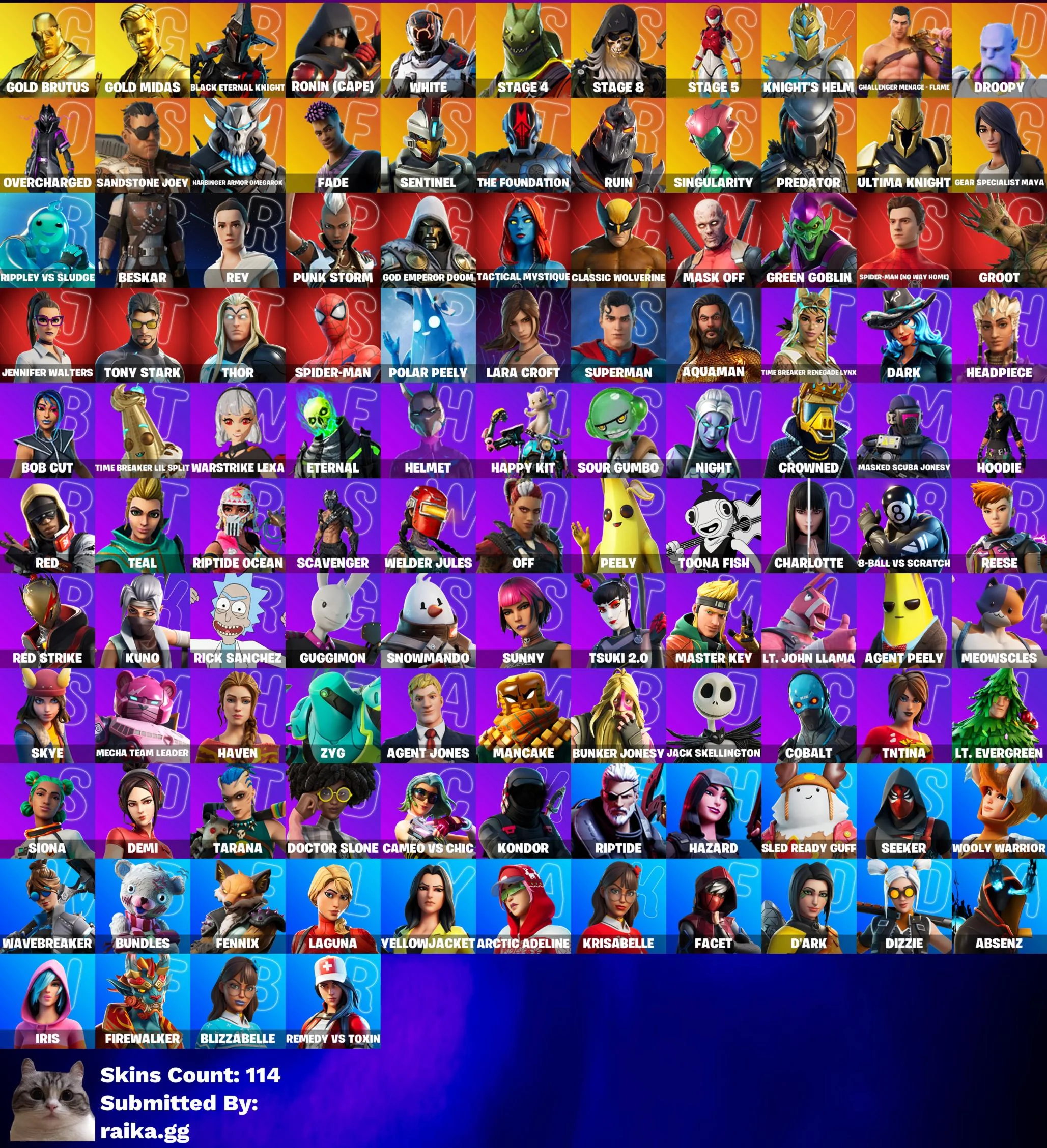 114 скинов • Gold Midas + Brutus • Take the ELF + Rage