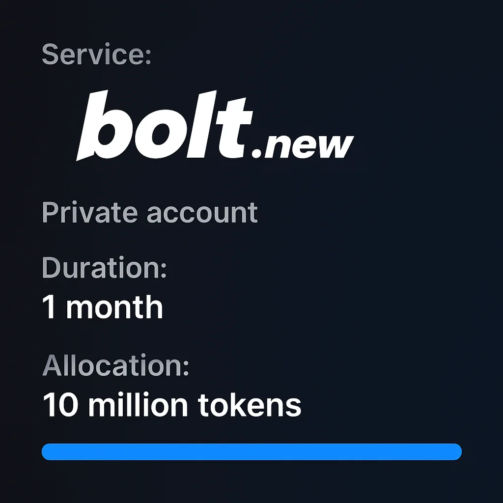 Bolt.new Pro 10M Tokens — 1 месяц | Быстрый