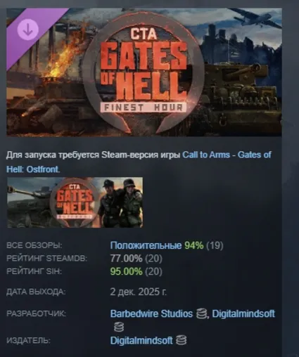 Call to Arms - Gates of Hell: Finest Hour АВТОДОСТАВКА STEAM РОССИЯ