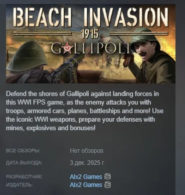 Beach Invasion 1915-Gallipoli АВТОДОСТАВКА STEAM РОССИЯ