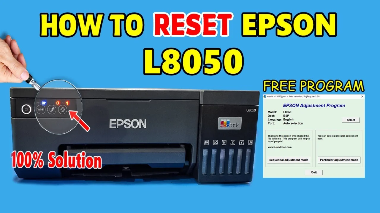 Сброс памперса  Epson :L8050