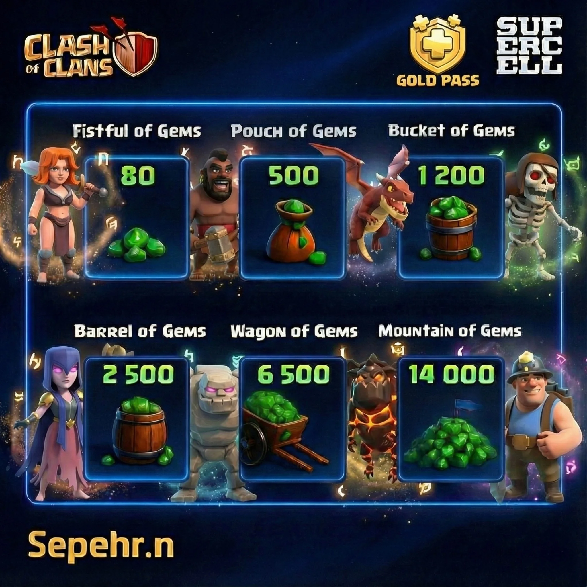 Clash of Clans Gems | Gold Pass