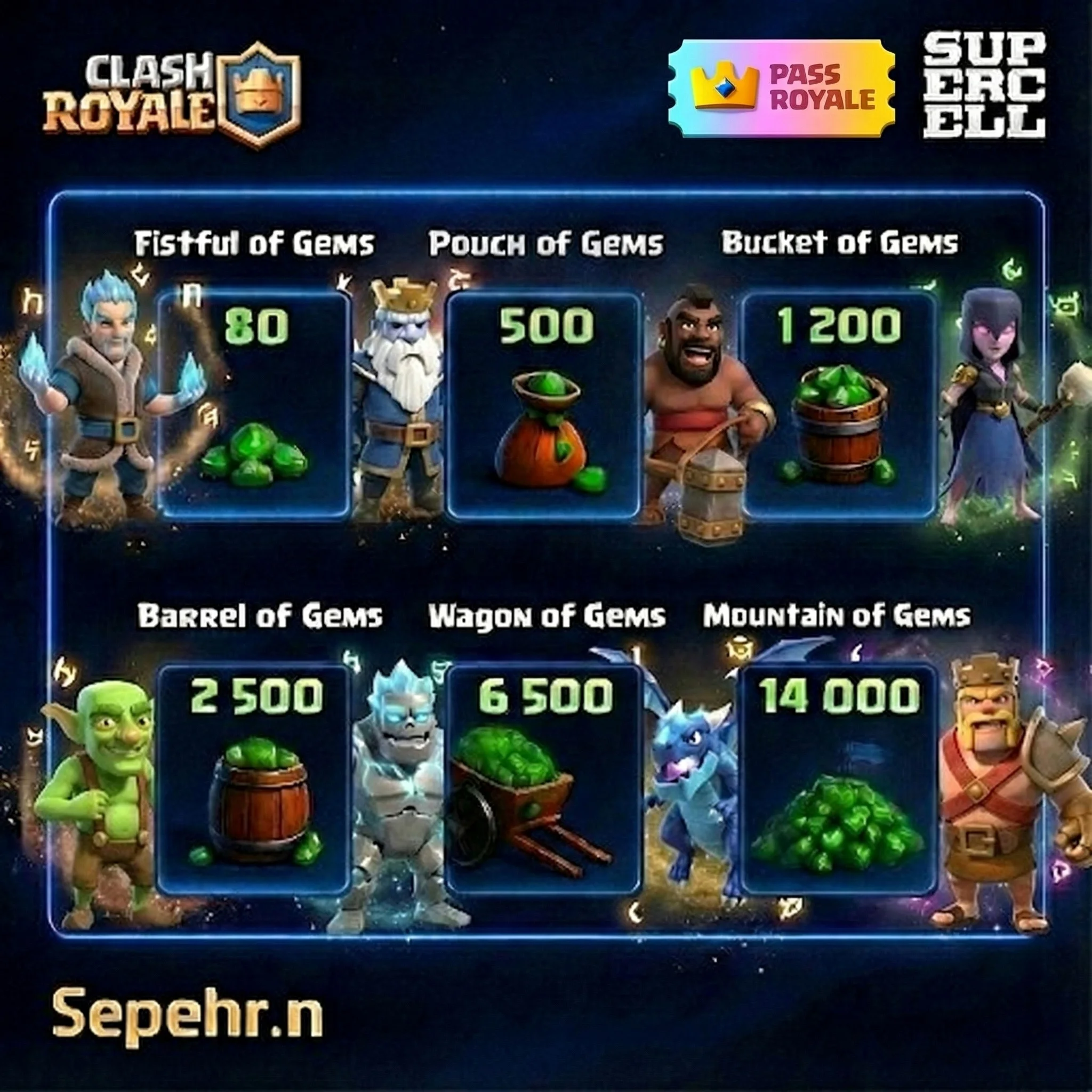 Clash Royale Gems | Royale Pass