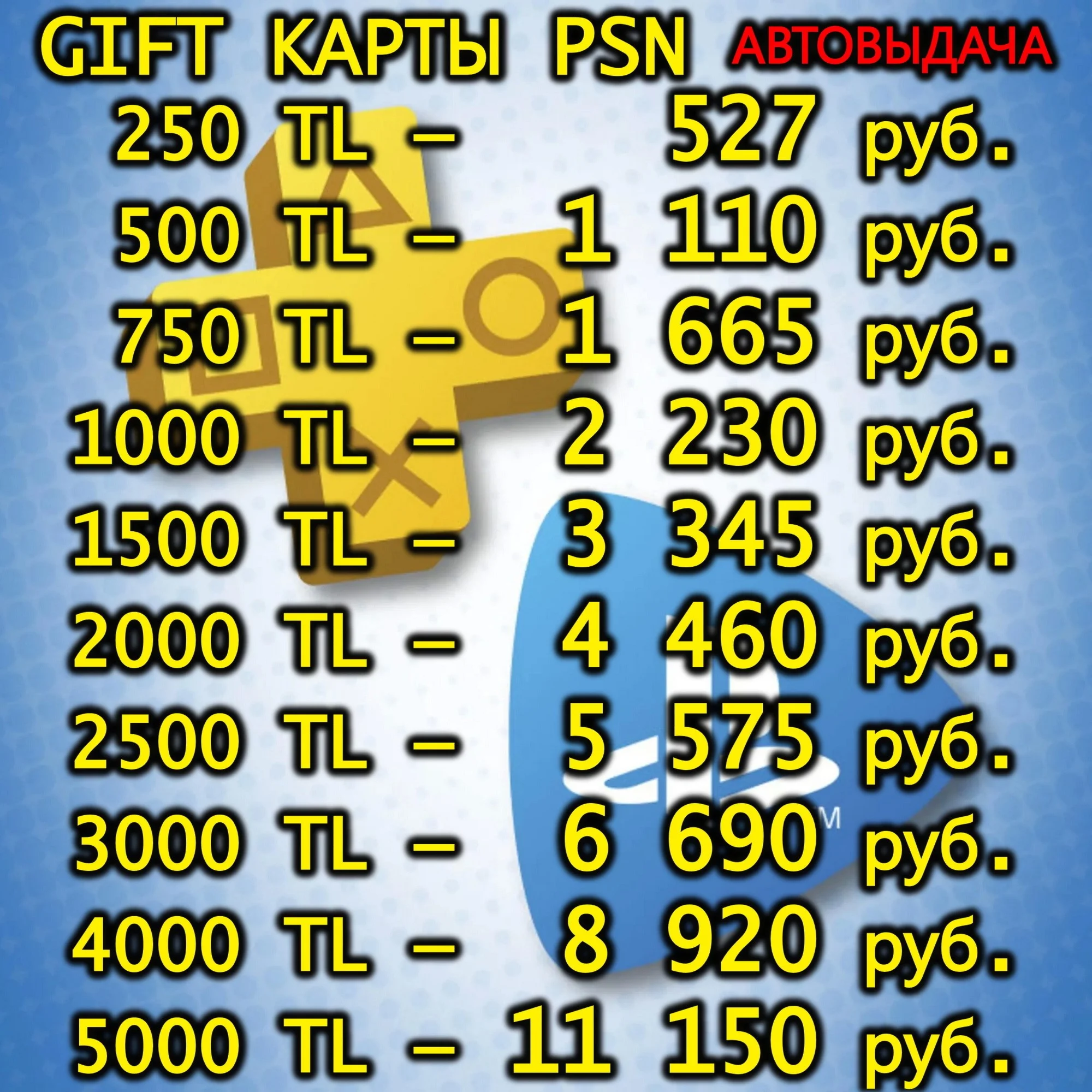 🔑GIFT КАРТА|КОД PLAYSTATION TL|PSN ТУРЦ|2500-3000-4000
