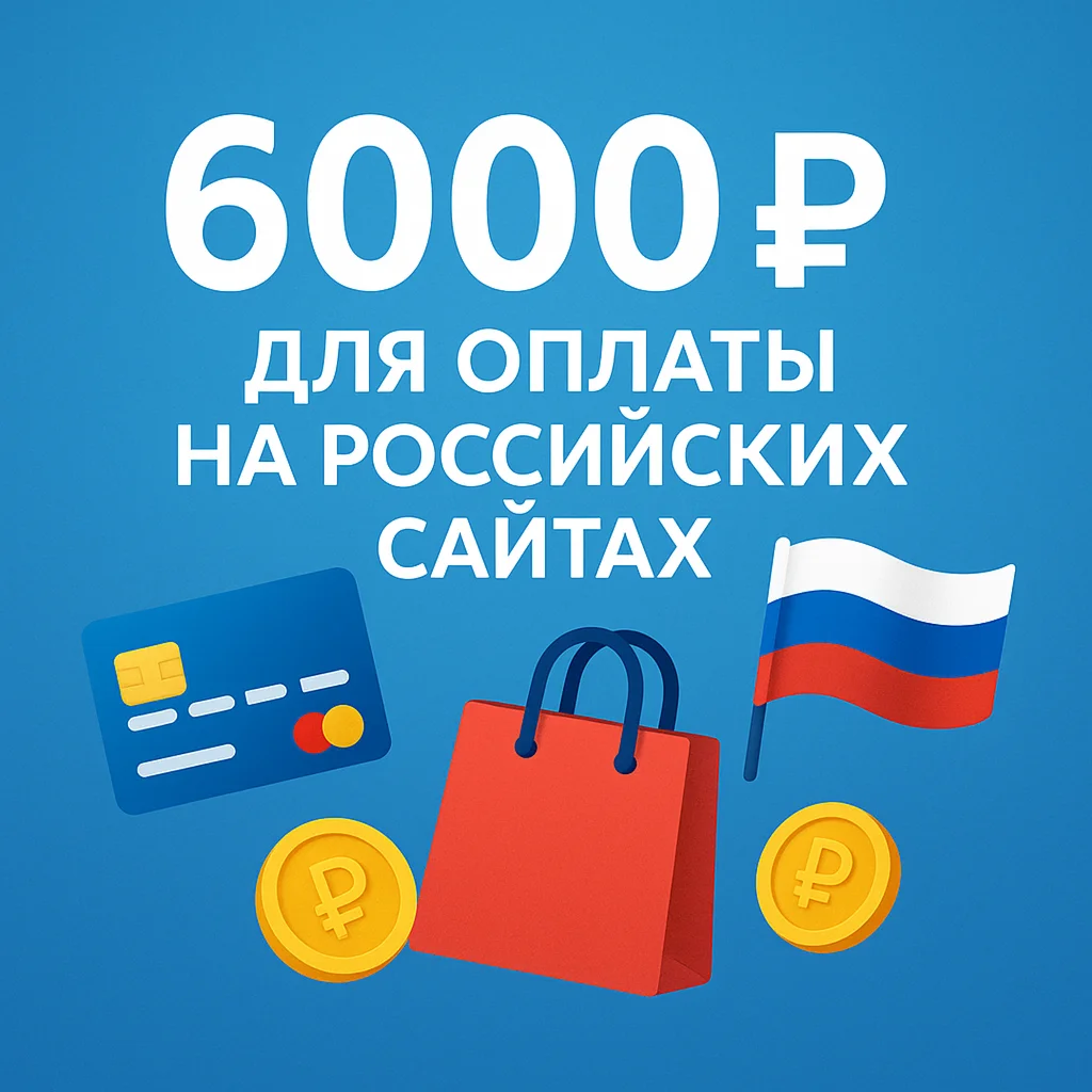 🌎 КАРТА 6000 RUB для оплаты в зоне RU💵