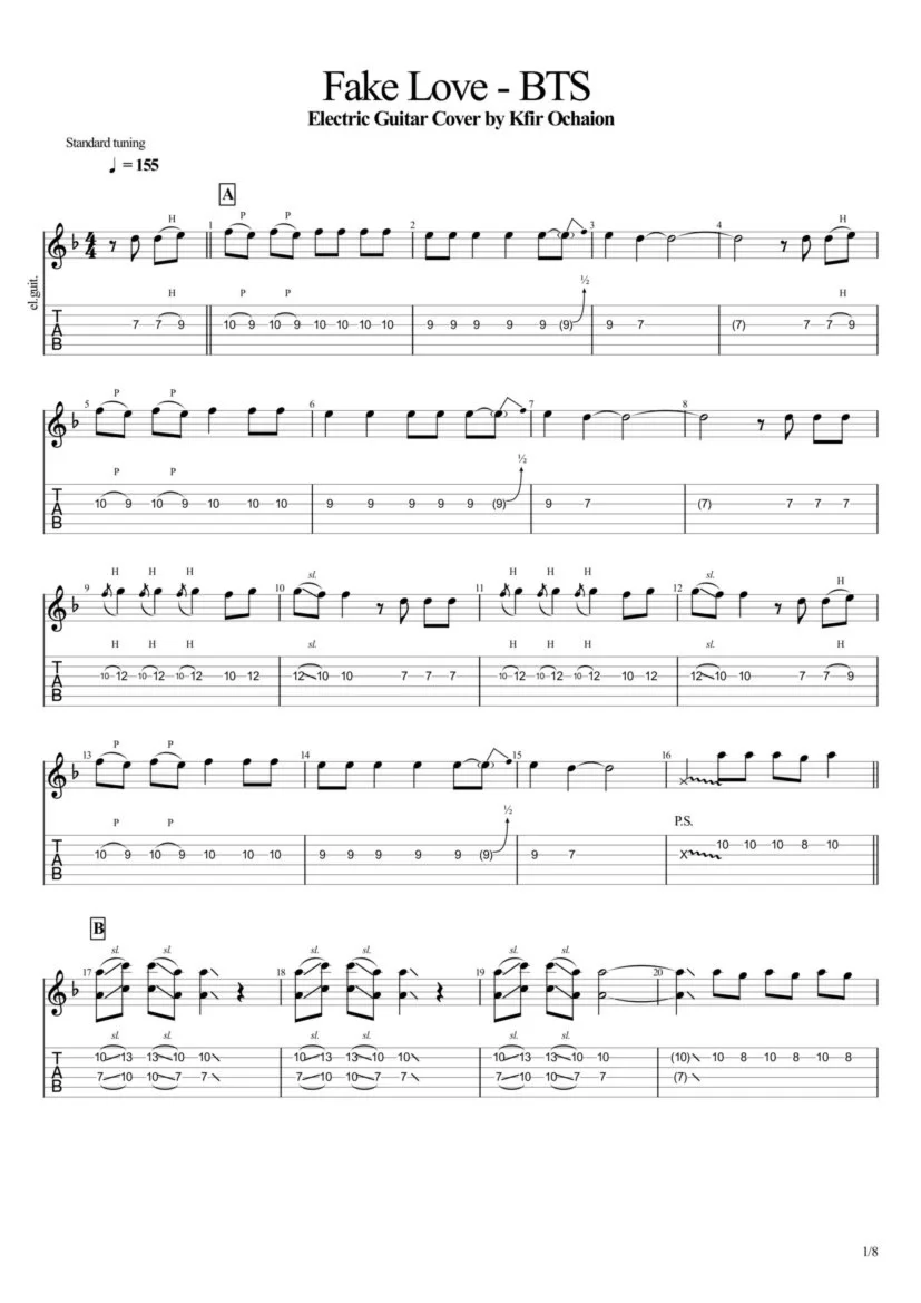 Табы Kfir Ochaion - BTS - Fake Love