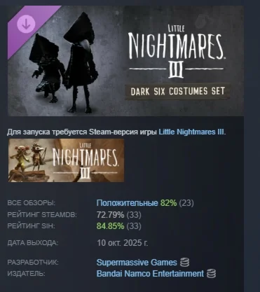 Little Nightmares III Набор костюмов Тёмной Шестой