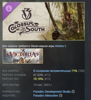 Victoria 3: Colossus of the South DLC STEAM РОССИЯ