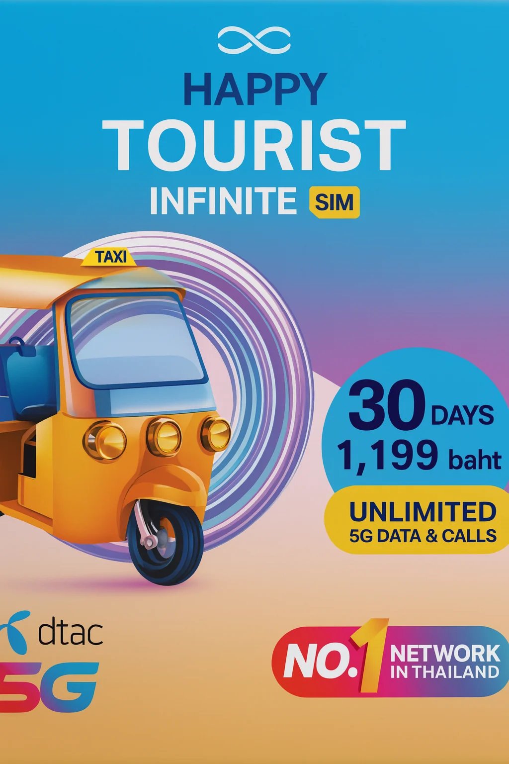 30 дней ВСЕ БЕЗЛИМИТ eSIM Таиланда INFINITE 1199