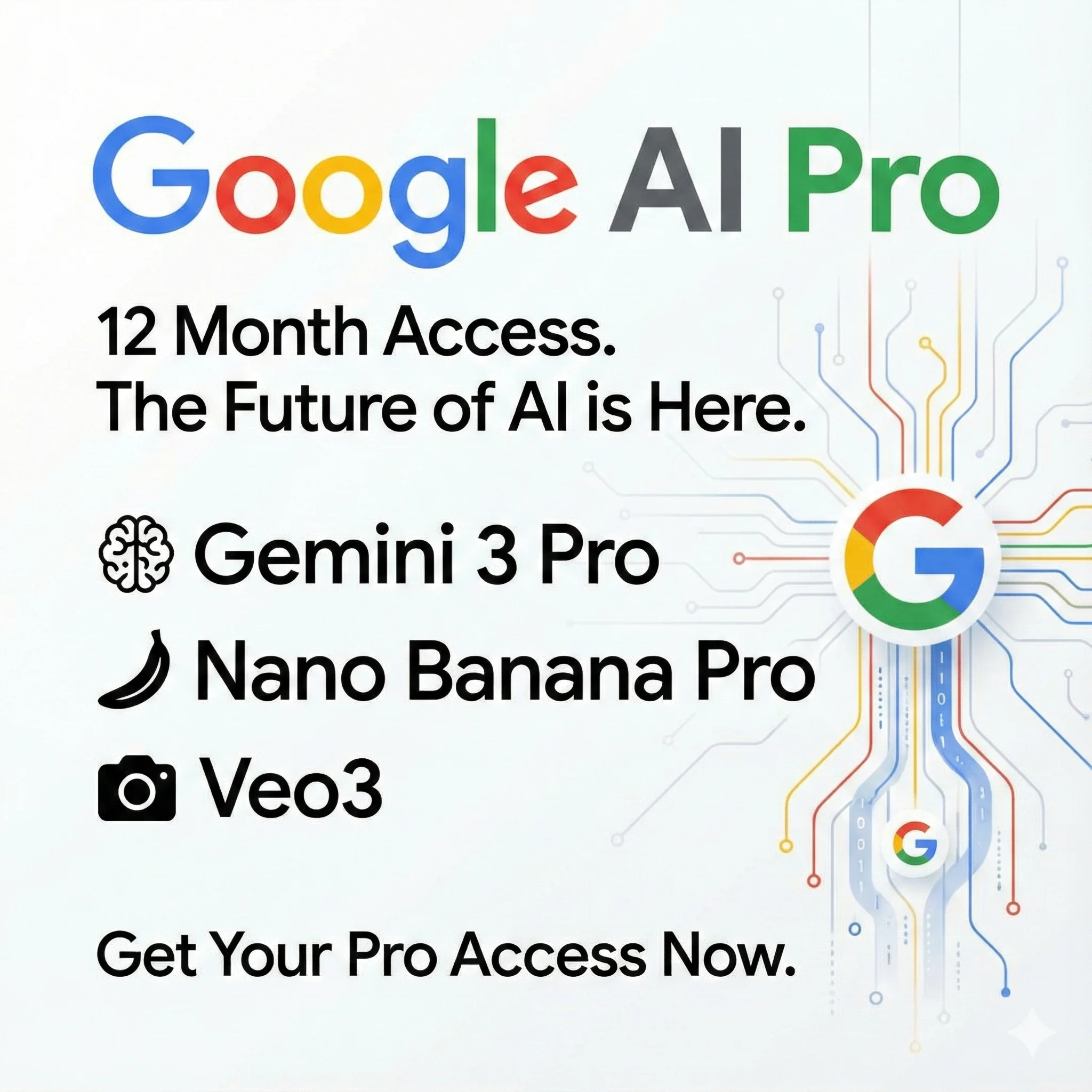 GoogleAI PRO 12M l Gemini 3 l Veo 3 l Nano Banana Pro