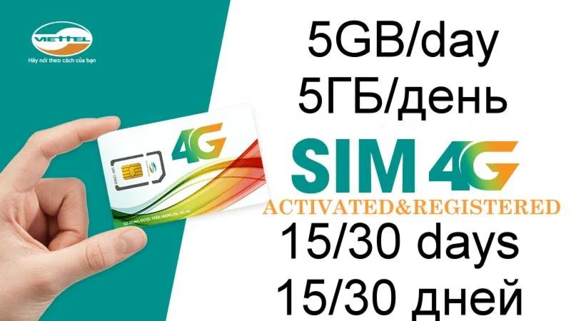 еСИМ Вьетнама оператор VIETTEL 15/30 дней 5ГБ/день
