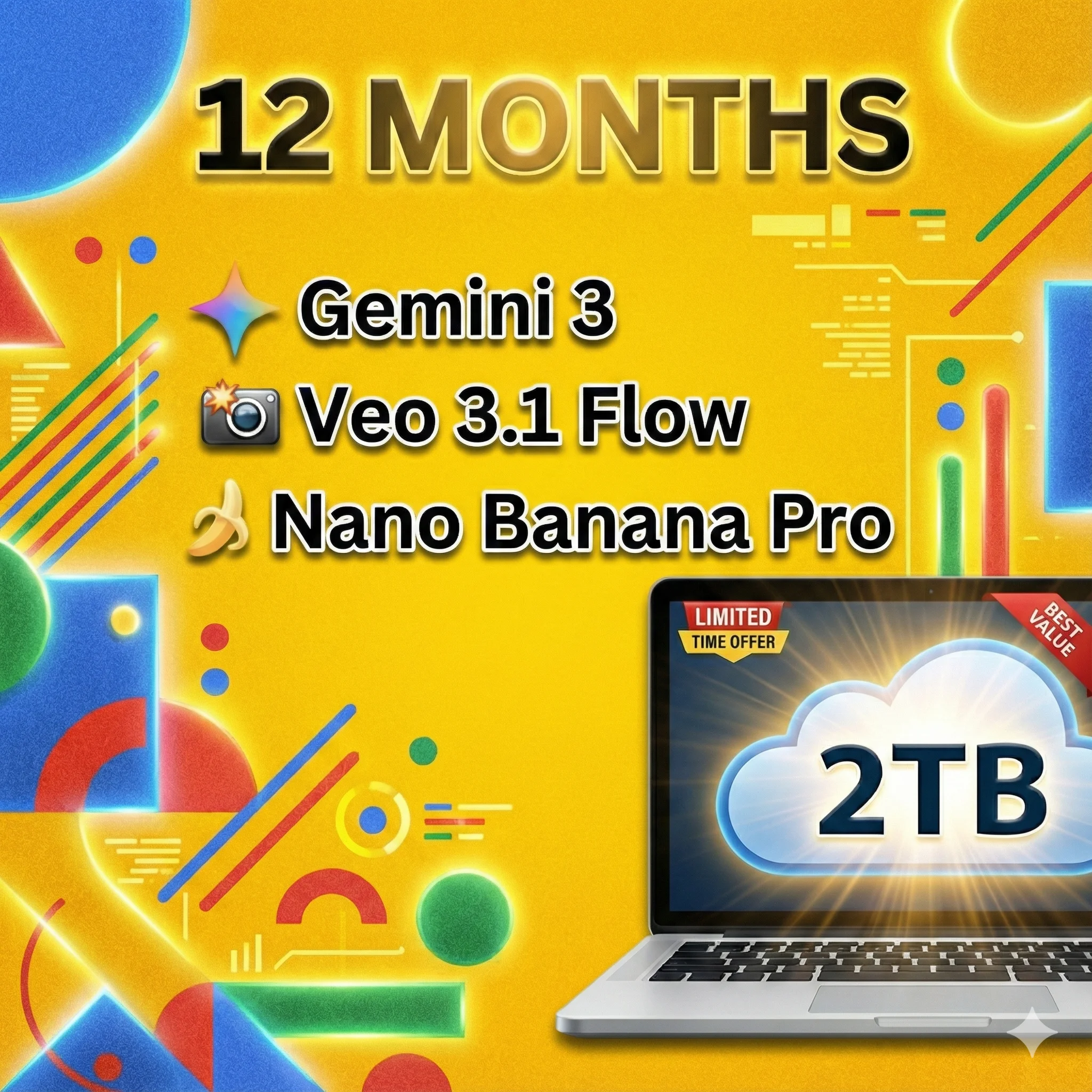 GoogleAI Pro 6+6 месяцев Gemini 3lVeo 3lNano Banana Pro