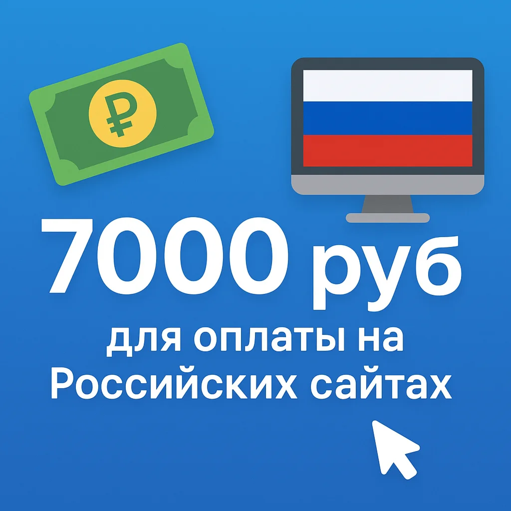 🌎 КАРТА 7000 RUB для оплаты в зоне RU💵