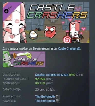 Castle Crashers - Pink Knight Pack DLC STEAM РОССИЯ