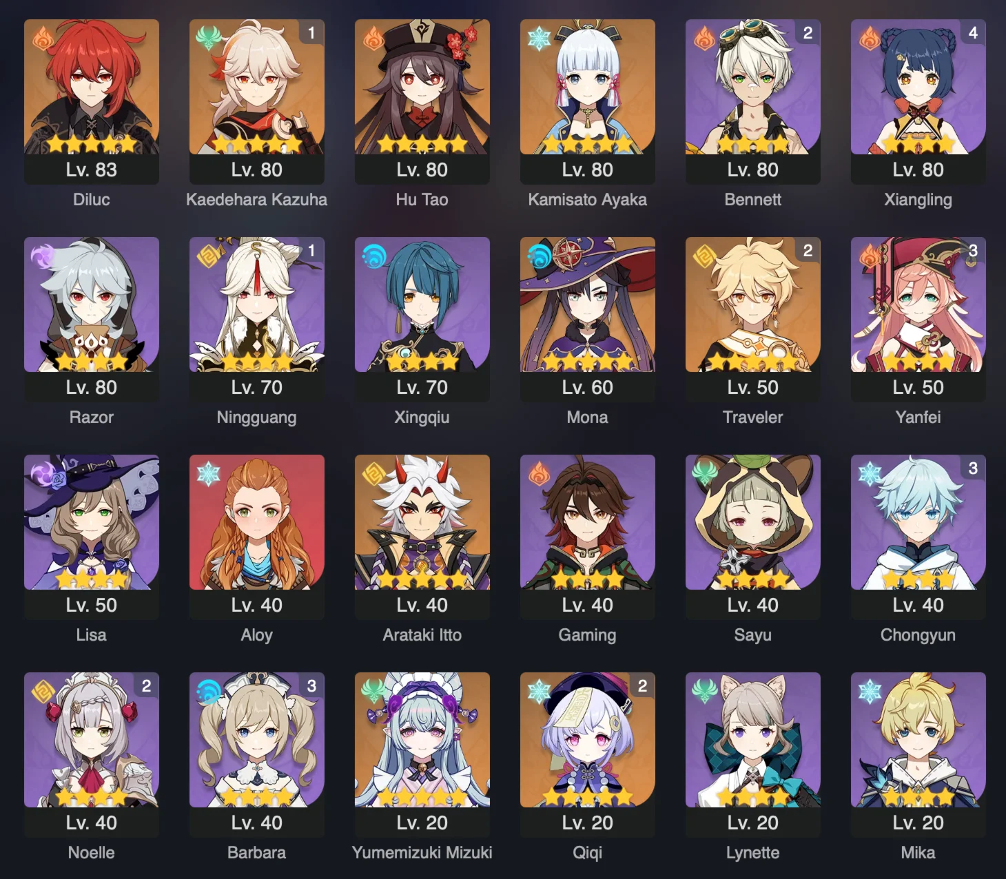 GENSHIN IMPACT + Honkai: SR | 55 AR | 42 CHARACTERS