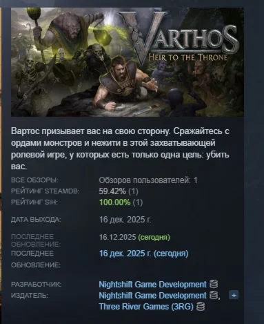 Varthos - Heir to the Throne АВТОДОСТАВКА STEAM РОССИЯ