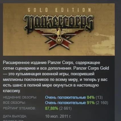 Panzer Corps Gold АВТОДОСТАВКА STEAM РОССИЯ