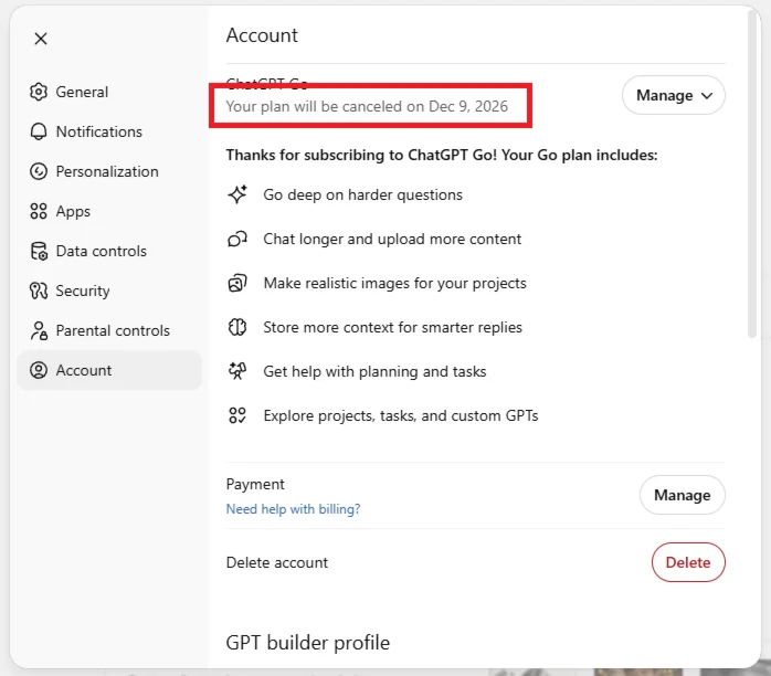 ChatGPT GO 12 месяц — личный аккаунт(только для вас)