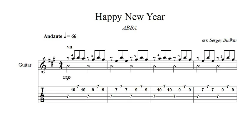 Happy New Year (ABBA) guitar sheet music