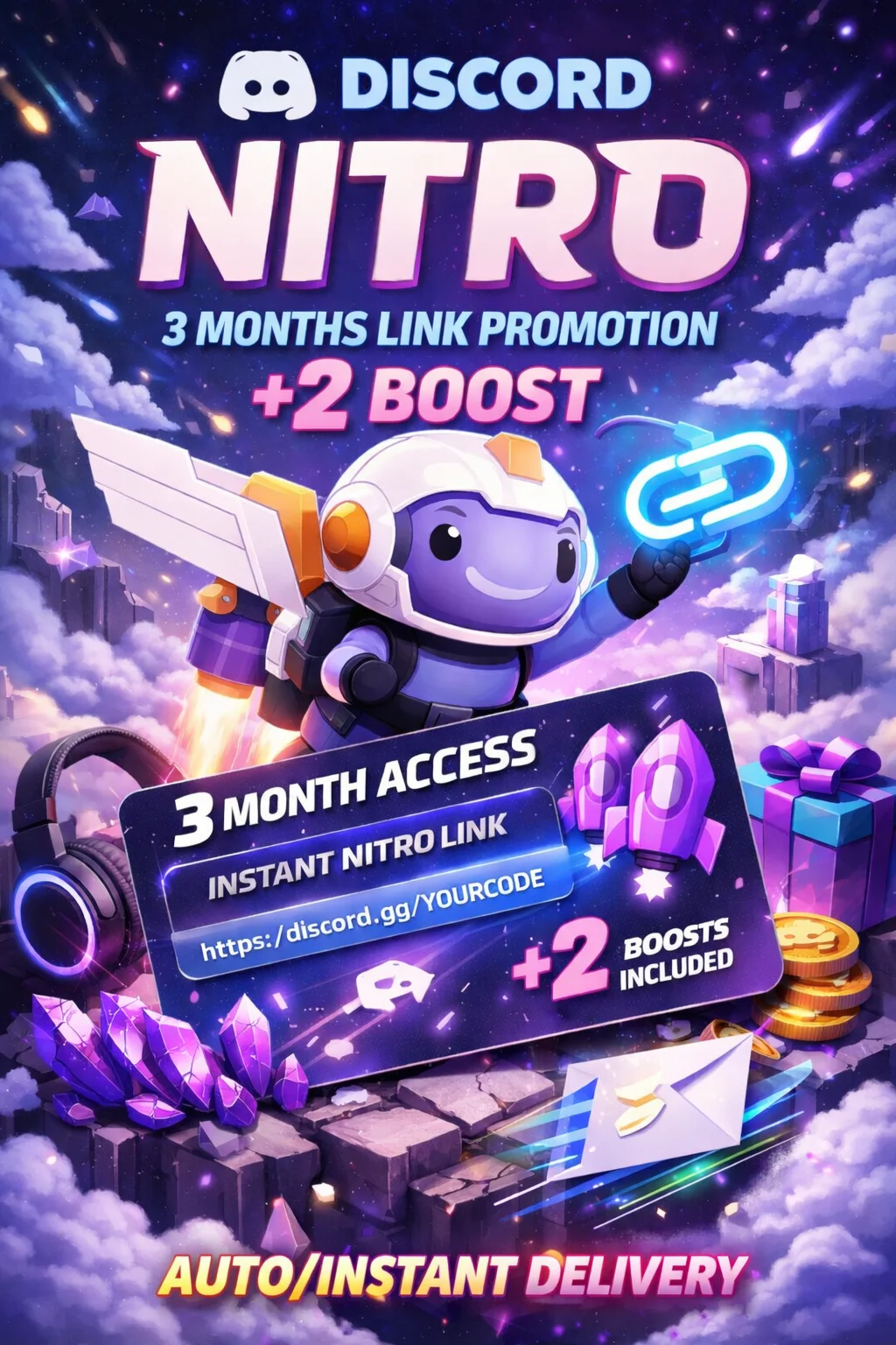 Discord Nitro 3 Months Link Promotion +2 BOOST