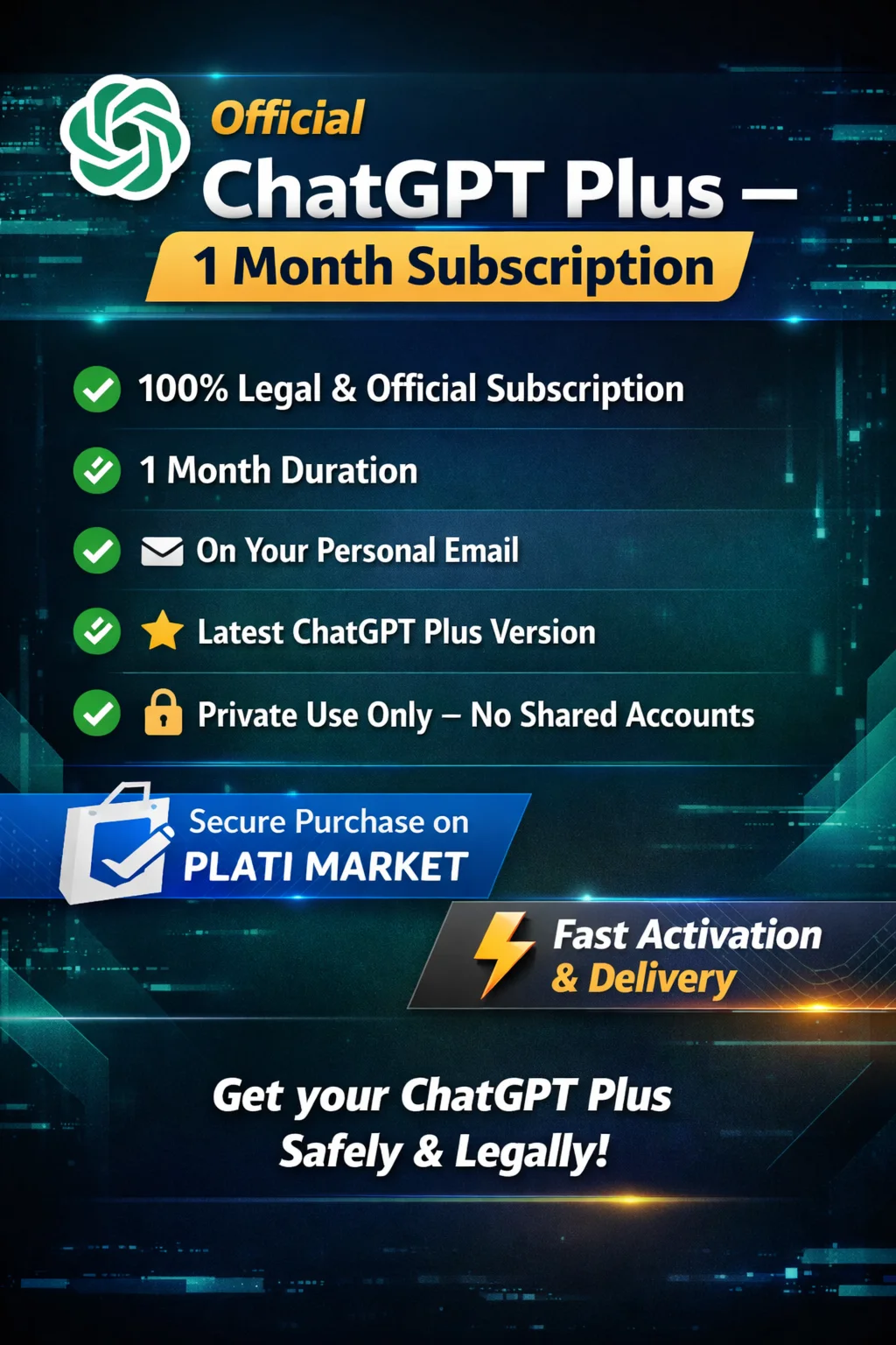 🚀 Official ChatGPT Plus – 1 Month Subscription