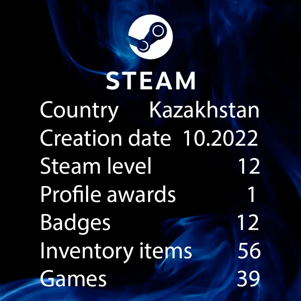 Аккаунт STEAM с 39 играми и 12 уровнем steam (бан cs2)