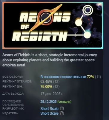 Aeons of Rebirth АВТОДОСТАВКА STEAM РОССИЯ