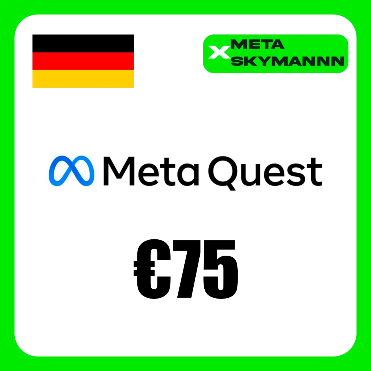 META QUEST 75€ EUR ГЕРМАНИЯ КАРТА ПОПОЛНЕНИЯ АВТО 24/7