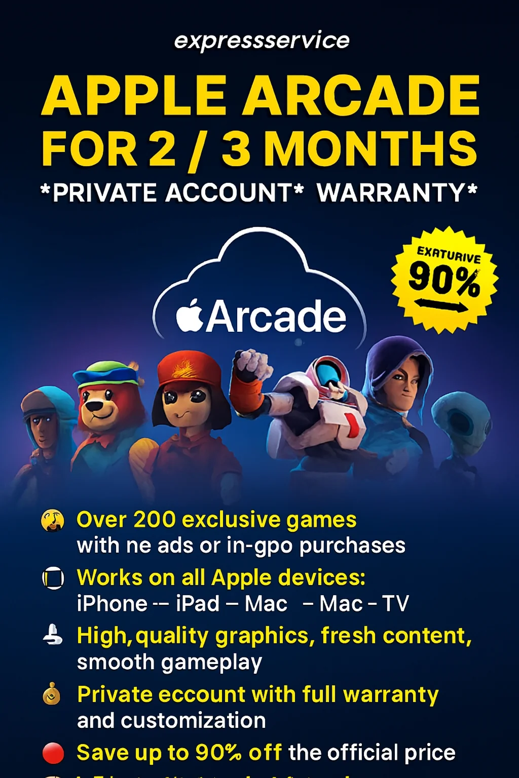 🕹️🍎APPLE 🎯ARCADE2/3/4MONTHS 🎮PRIVATE ACCOUNT 💥💯
