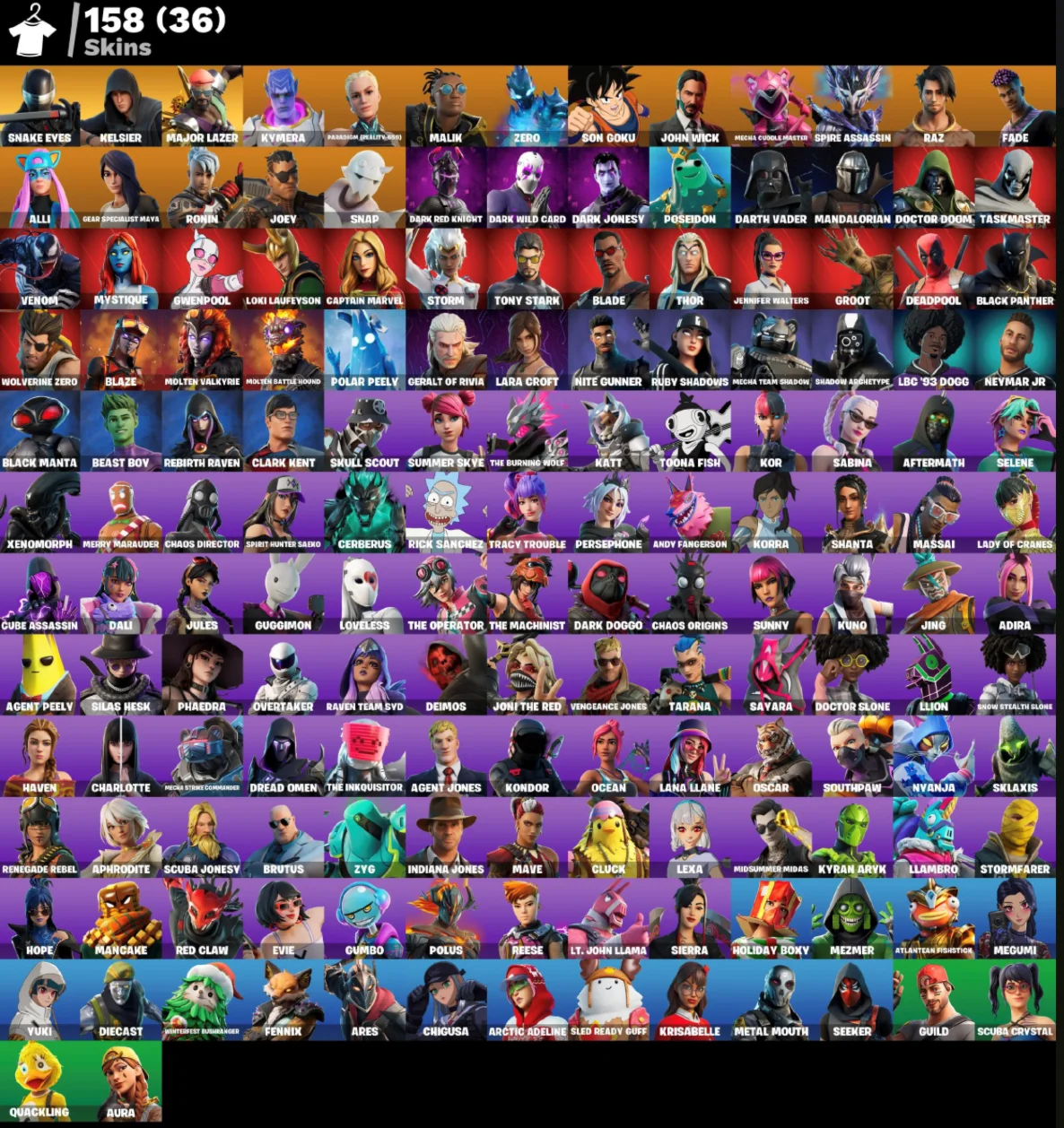 FN (ALL PLATFORMS) 158 skins (36 paid) | 550 VB