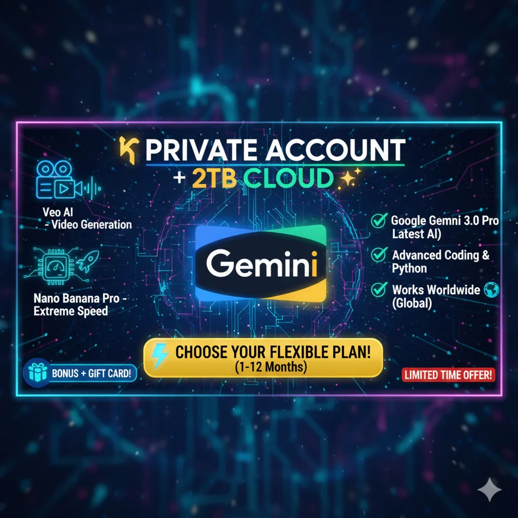Google Gemini 3 Pro (1-12 Month)|On Your Own Email+2TB
