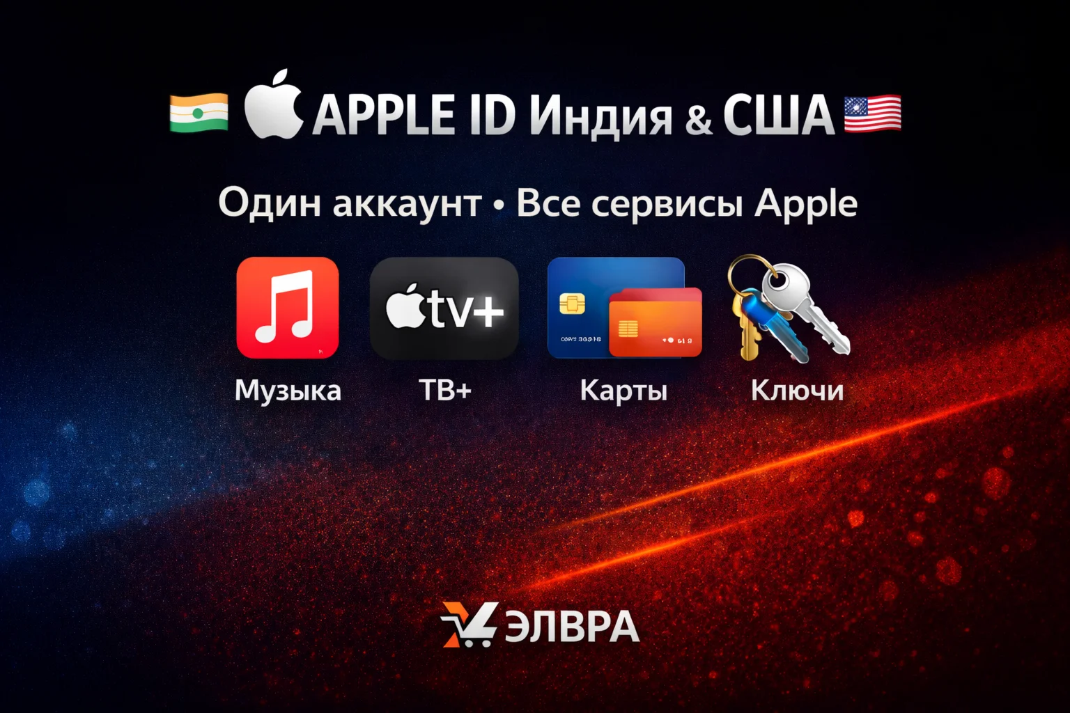 ???????? APPLE ID Индия & США – Музыка, TV+, Карты, Ключи