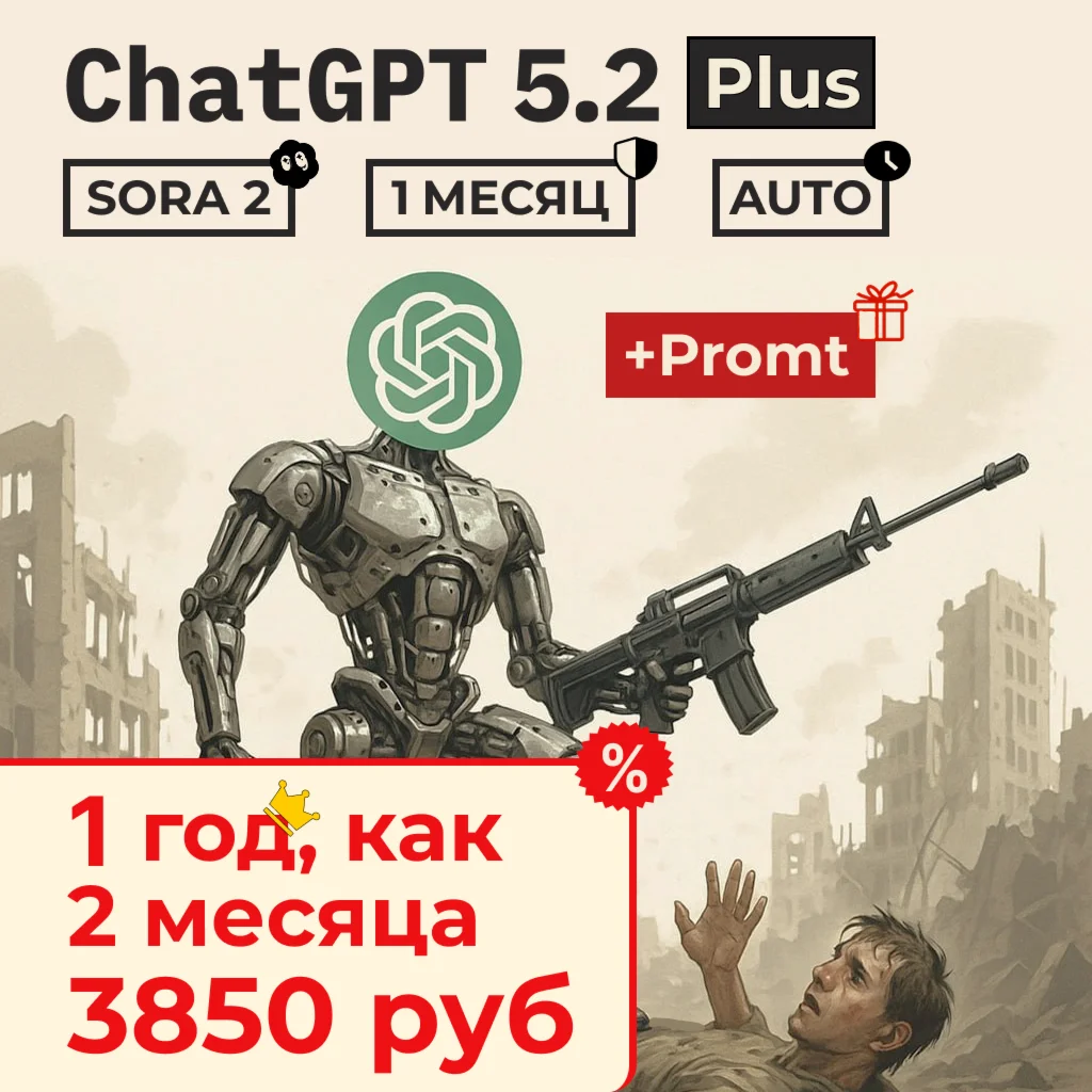 24/7 | ChatGPT 5.2 PLUS | SORA 2 | ПРОМТ | 1 год/месяц