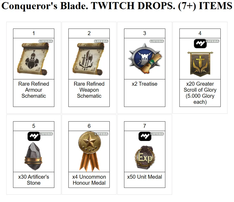 CONQUEROR'S BLADE【ТВИЧ ДРОПЫ】СКИНЫ ✦ 7+ ПРЕДМЕТОВ