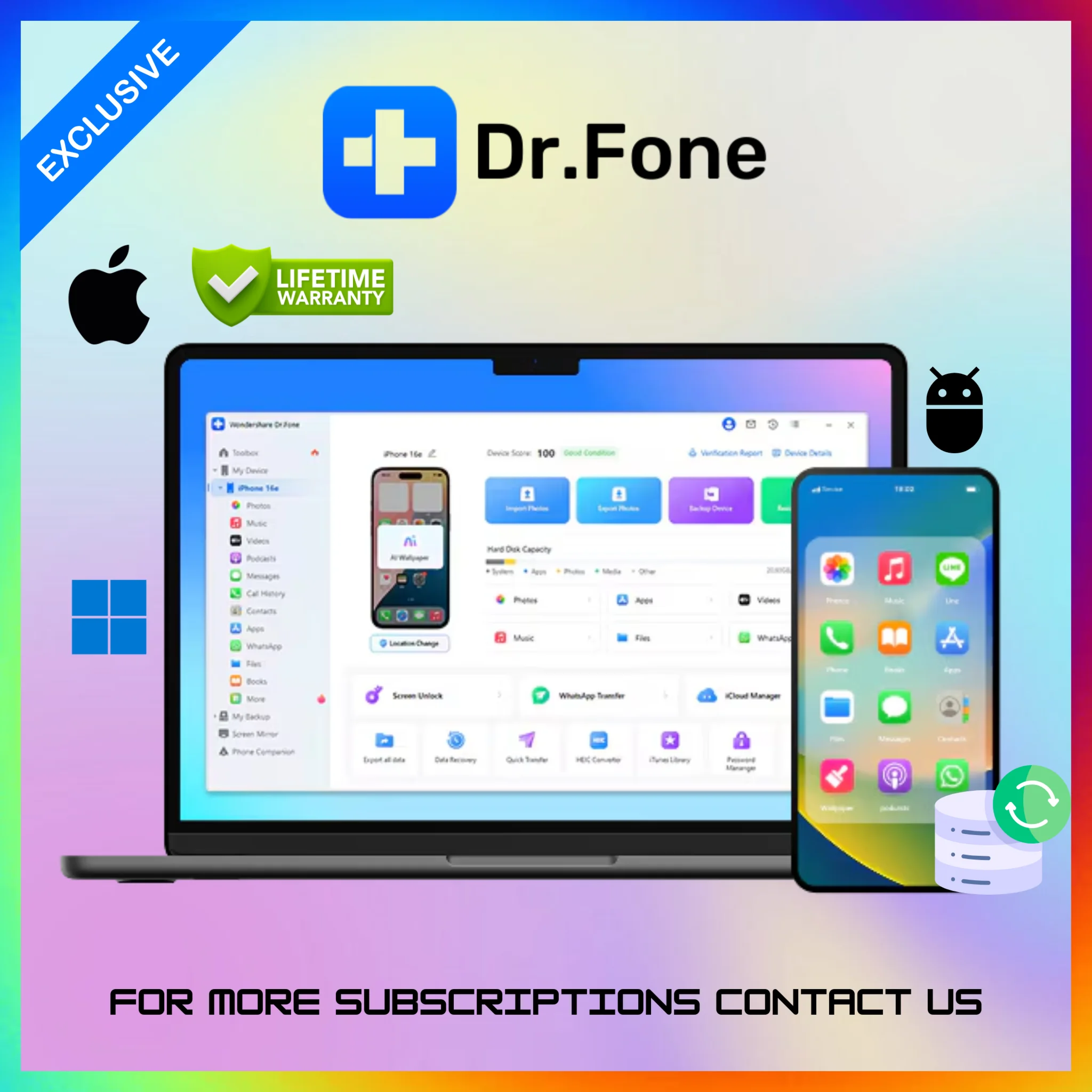 Dr.Fone – Lifetime Access for Windows (IOS &amp; Android)