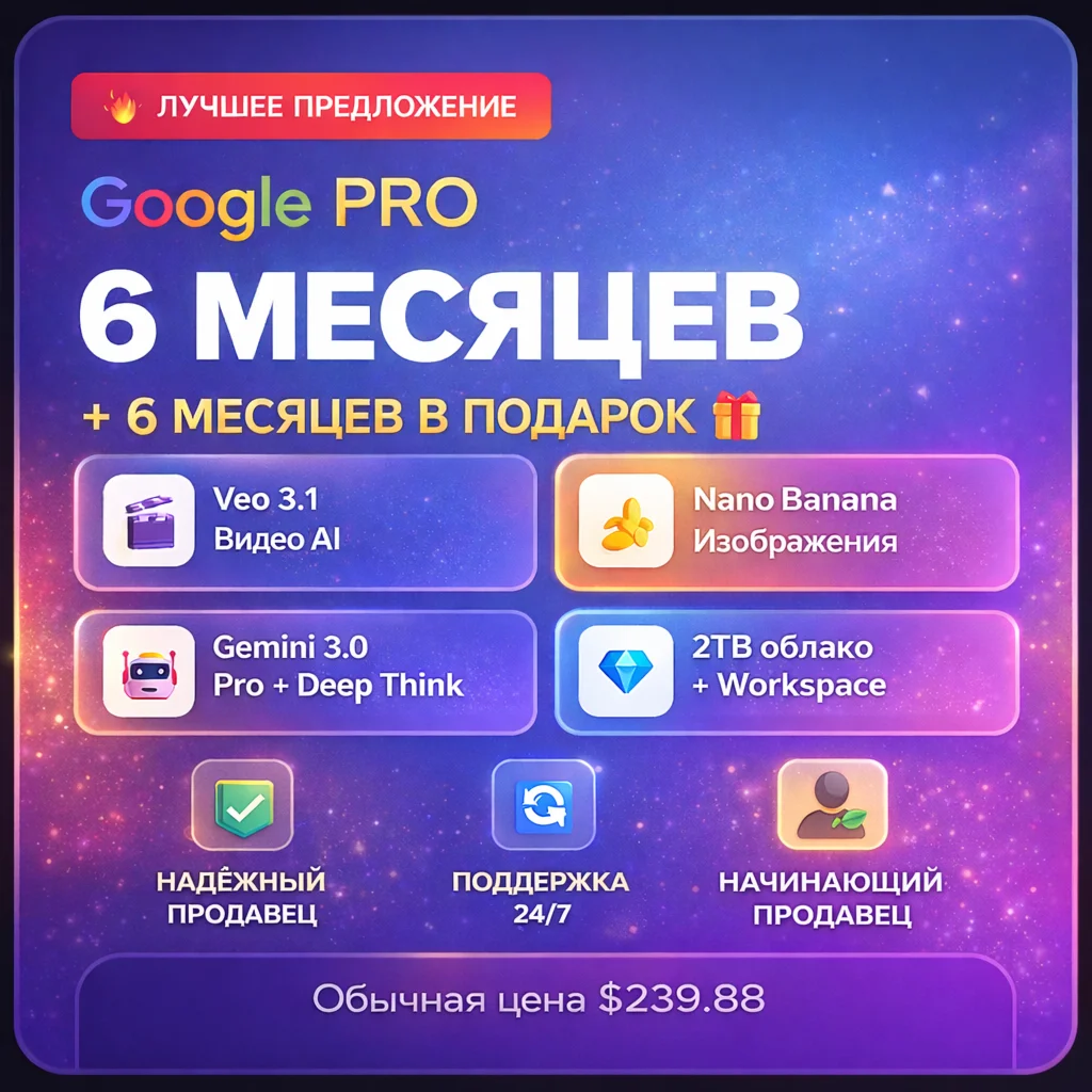 Google AI Pro 6мес |Gemini 3 |Nano Banana Pro | Veo 3.1