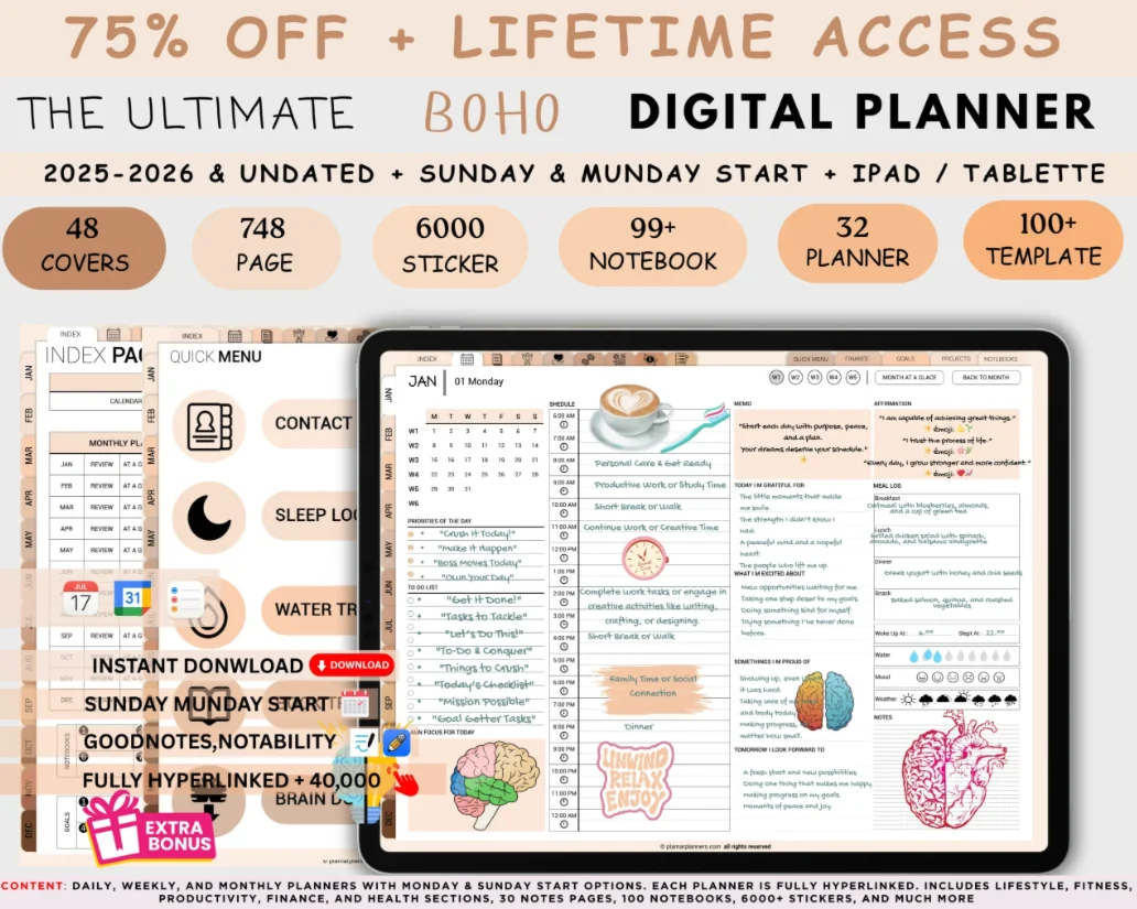 All-in-One Digital Planner 2026 | PDF Digital Planner |