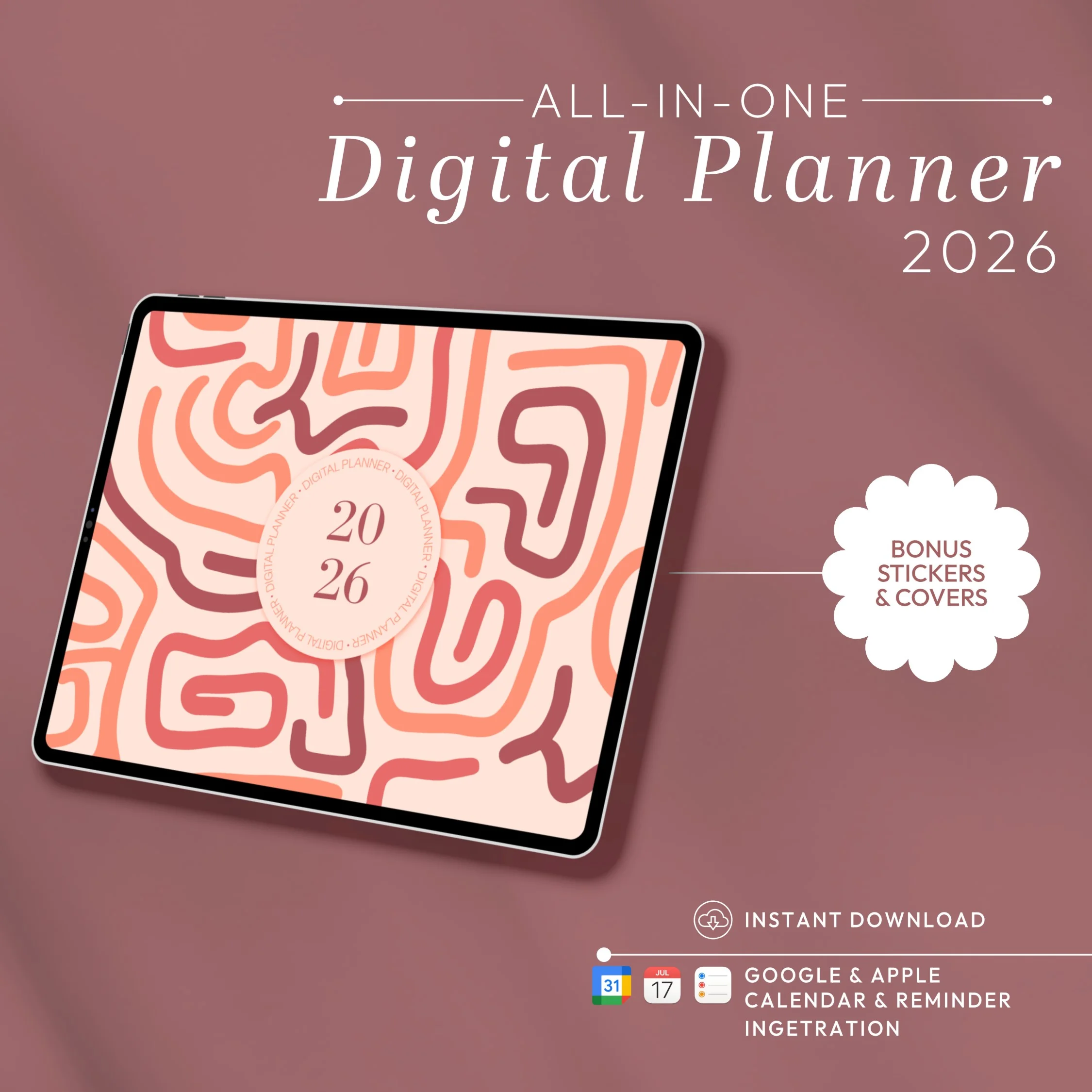 Digital Planner 2026 | Daily, Weekly, Monthly &amp; Yearly