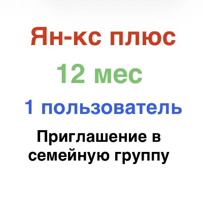 Ян-кс Плюс 12 месяцев для 1 участника