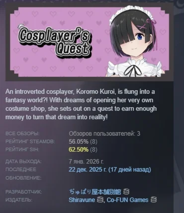 Cosplayer's Quest АВТОДОСТАВКА STEAM РОССИЯ