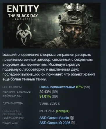 ENTITY: THE BLACK DAY АВТОДОСТАВКА STEAM РОССИЯ