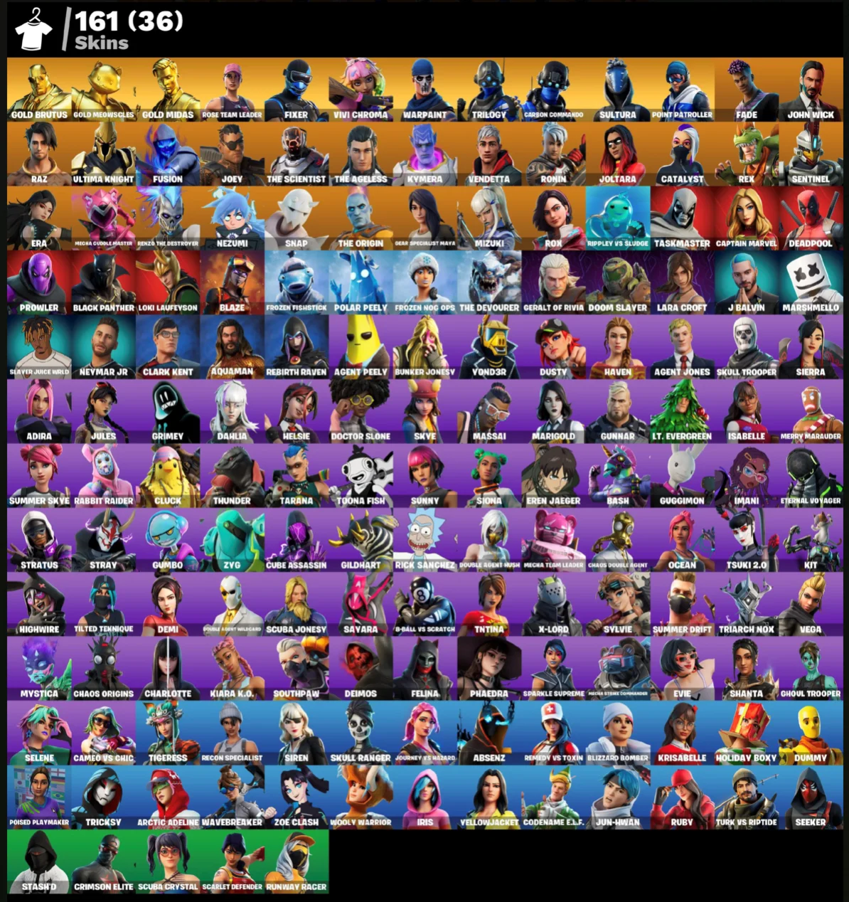 FN | OG STW | CHANGE MAIL | 161 skins (36 paids)