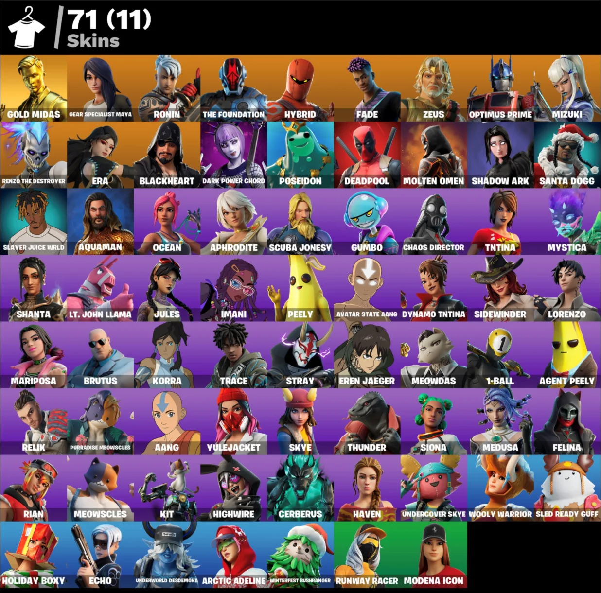 FN | CHANGE MAIL | Merry Mint Axe + 71 skins (11 paids)