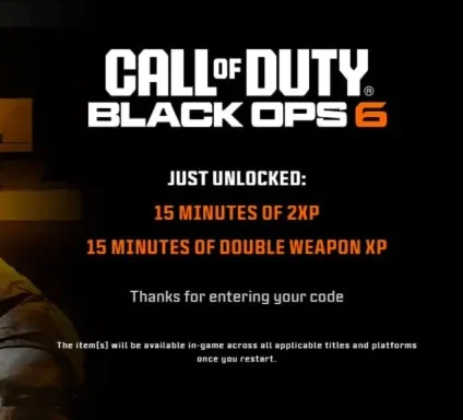 15 Min Double XP + 15 Min Weapon XP