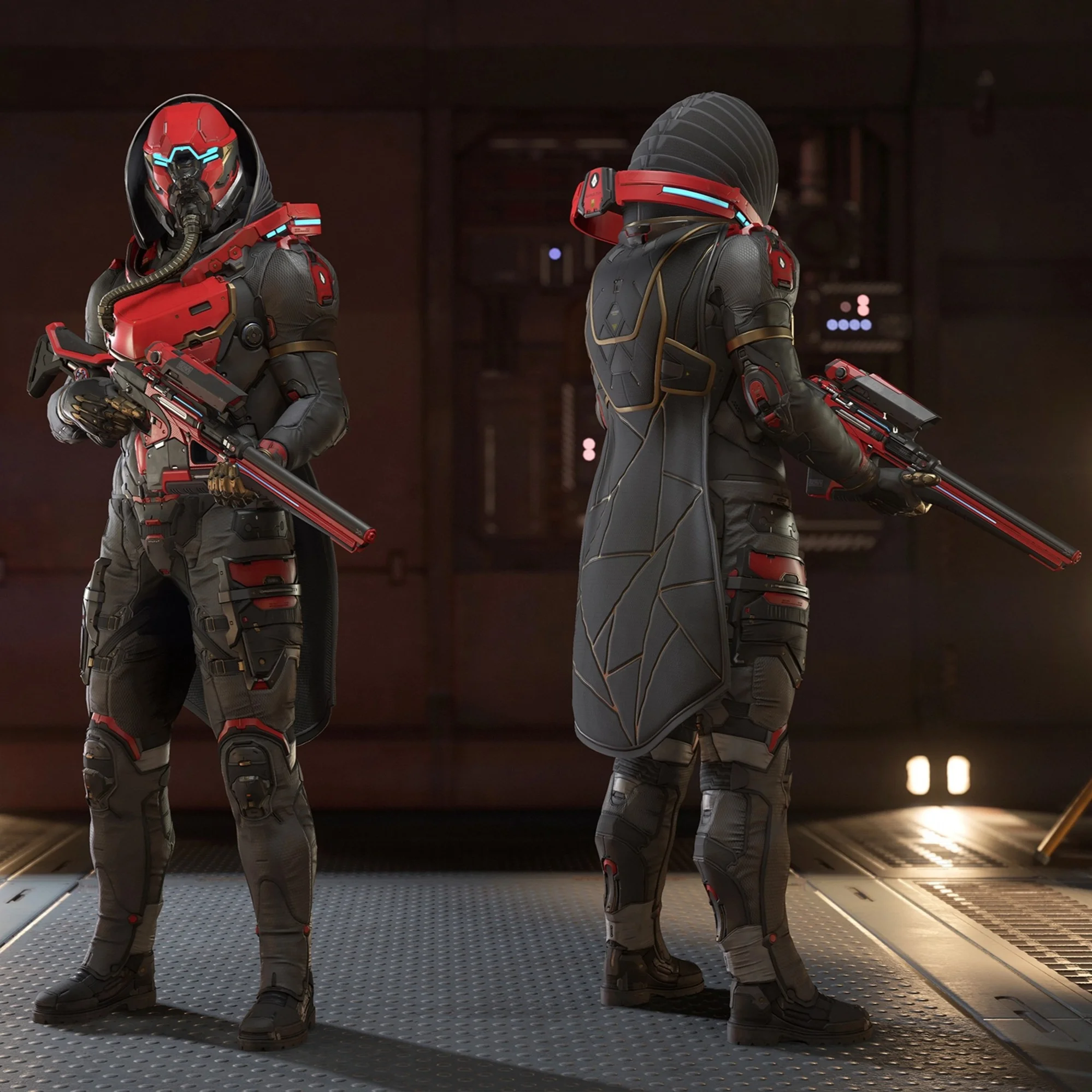 Quirinus Tech Artimex “Red Alert” Armor & Sniper Rifle