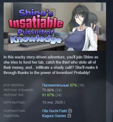 Shino's Insatiable Pursuit of Knowledge STEAM РОССИЯ