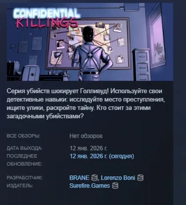 Confidential Killings — детективная игра STEAM РОССИЯ