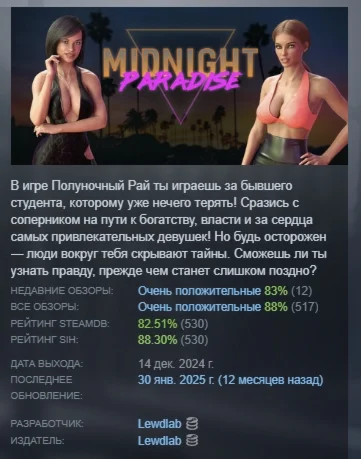 Midnight Paradise АВТОДОСТАВКА STEAM РОССИЯ