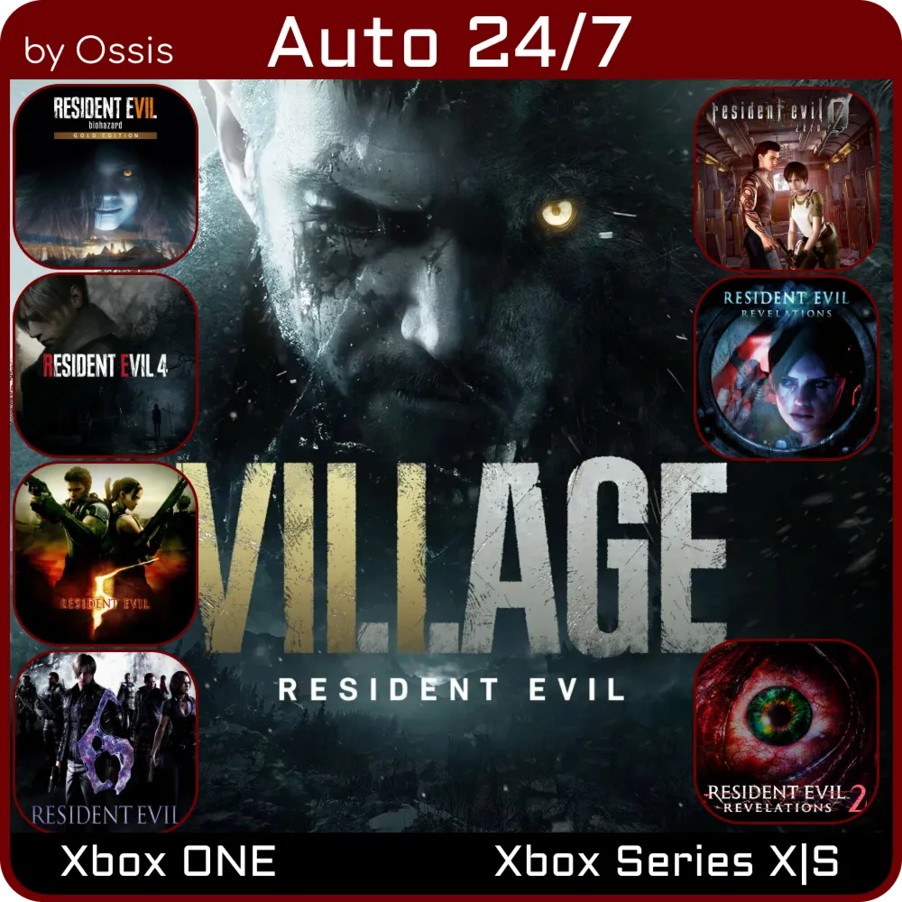 XBOX 24/7 Resident Evil Village + 4 Remake + 5 + 6 + 0 + Revelations + Revelations 2
